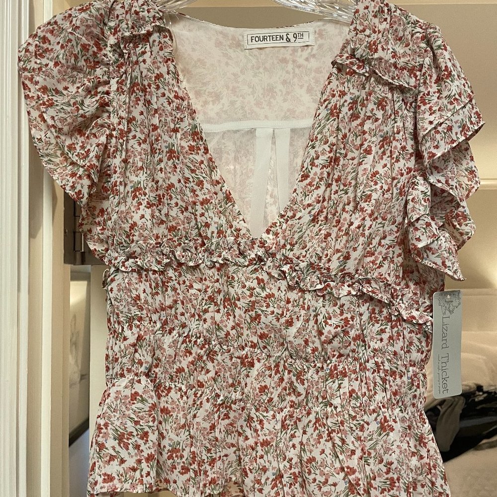 Floral Ruffle Blouse (S)